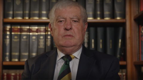 Image of Sir Wyn Williams the chair of the Inquiry delivering his video messgae