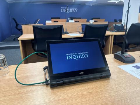 Close-up of Post Office Horizon IT Inquiry Hearing Room 